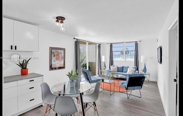 dining space featuring light hardwood / wood-style floors