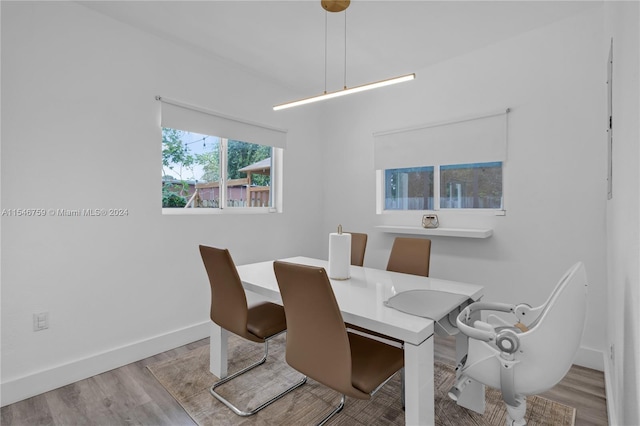 dining room with light wood-type flooring