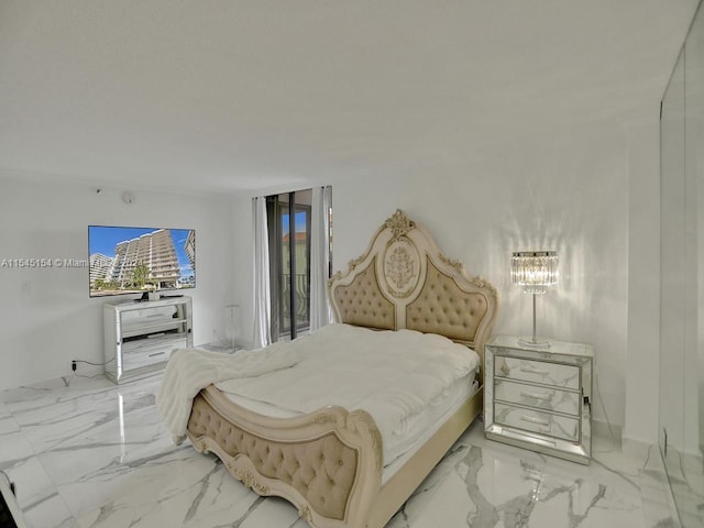 bedroom featuring access to outside and light tile floors