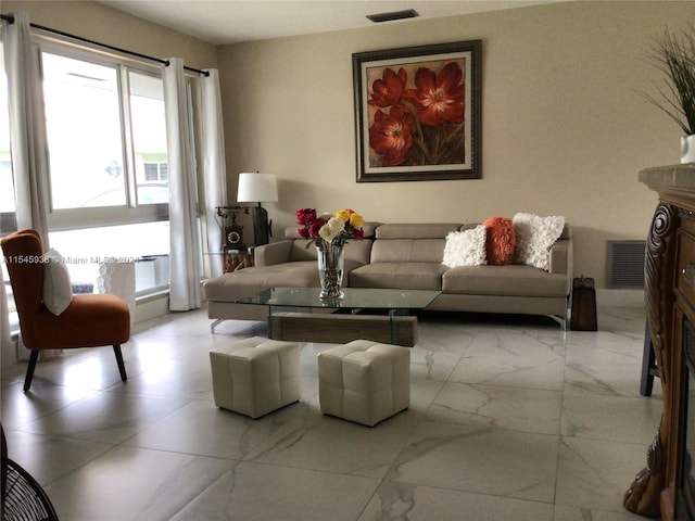 view of tiled living room