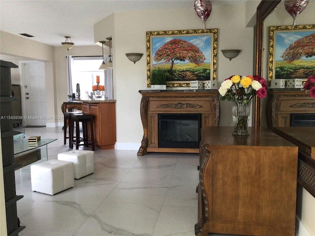 view of tiled living room