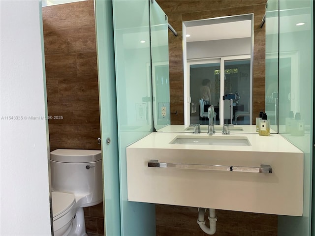 bathroom with toilet and vanity