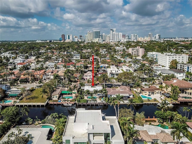 bird's eye view featuring a water view