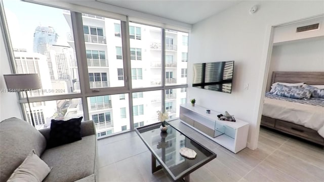 view of tiled living room