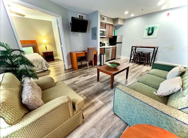 living room featuring light hardwood / wood-style floors