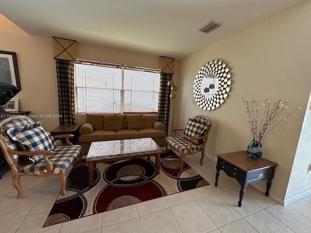 view of tiled living room