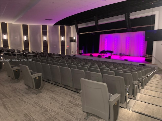 view of carpeted home theater room