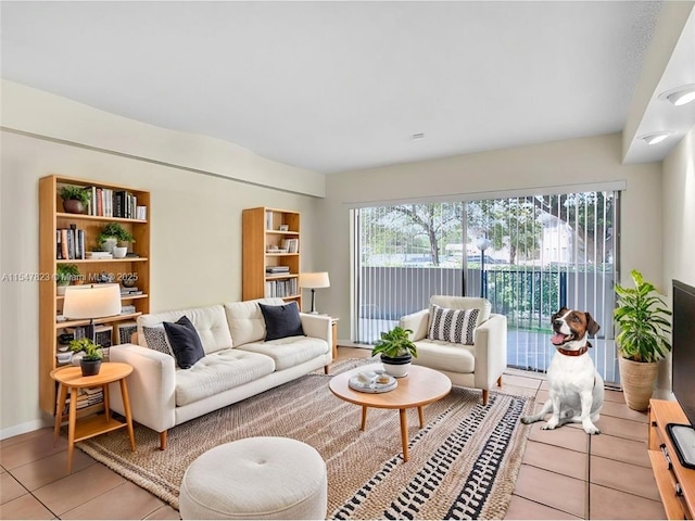 view of tiled living room