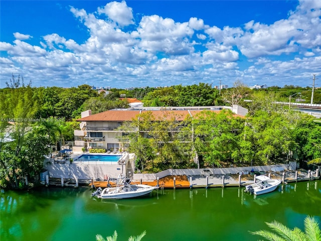 view of dock featuring a water view