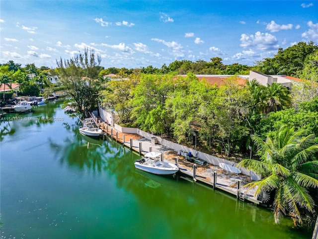 dock area featuring a water view