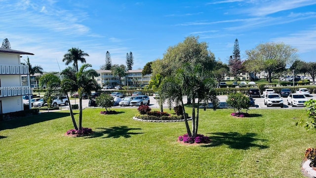 view of property's community featuring a yard