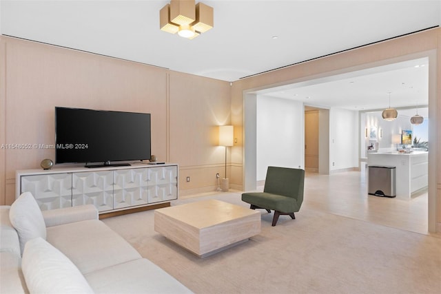 living room featuring light hardwood / wood-style flooring