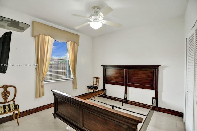 bedroom with a closet and ceiling fan