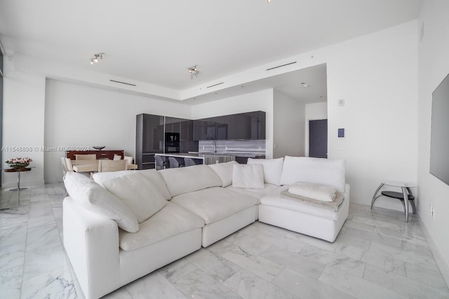 view of tiled living room