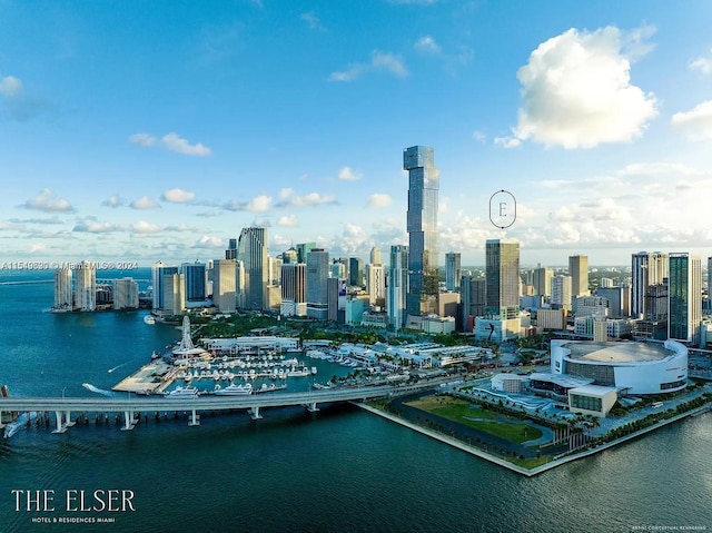 property's view of city with a water view