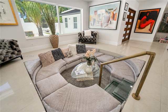 view of tiled living room