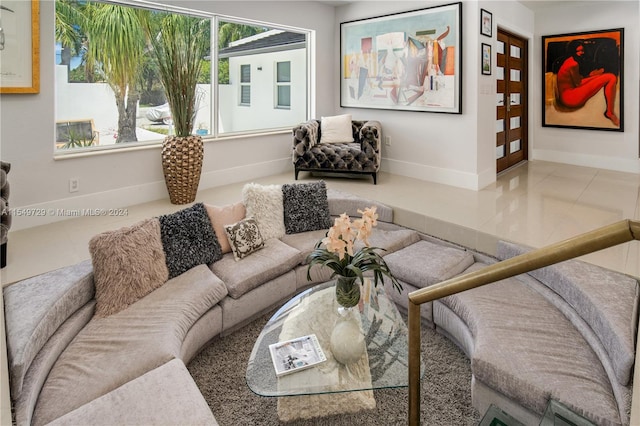 view of tiled living room