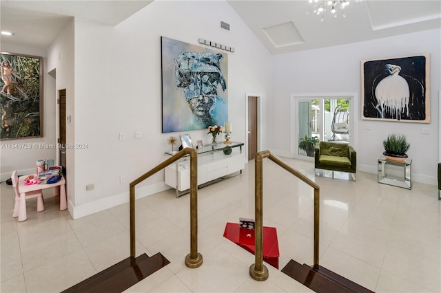 hallway with light tile floors