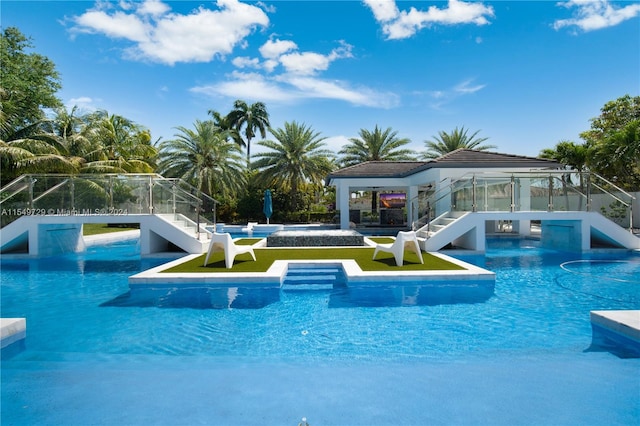 view of pool featuring a gazebo