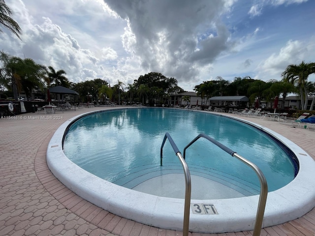 view of pool with a gazebo