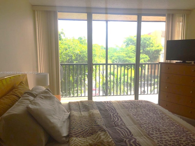 bedroom featuring access to exterior and multiple windows