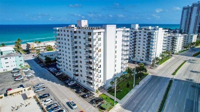 view of building exterior featuring a water view