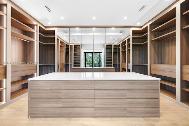 spacious closet featuring light wood-type flooring