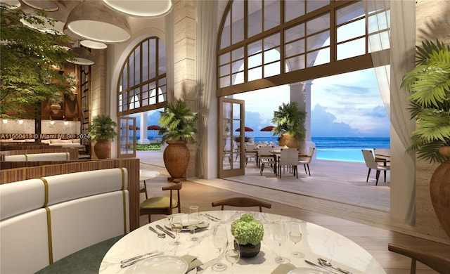 lobby with a water view