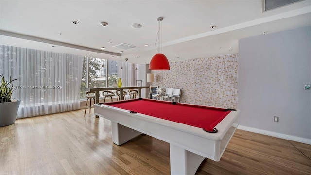 playroom with wood-type flooring and pool table