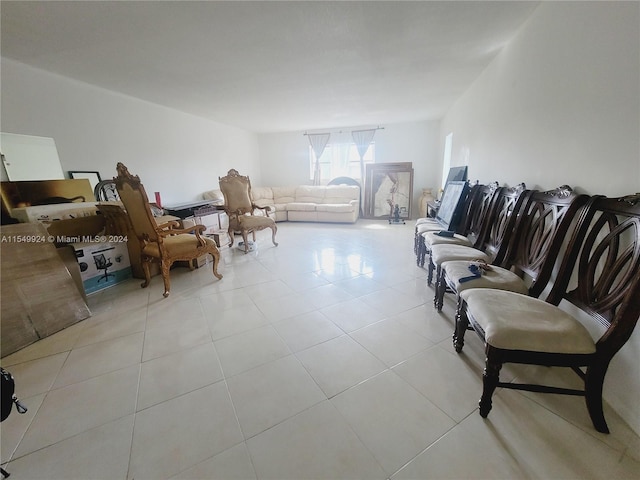 living area with light tile flooring