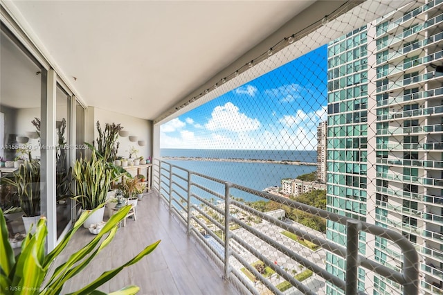 balcony with a water view