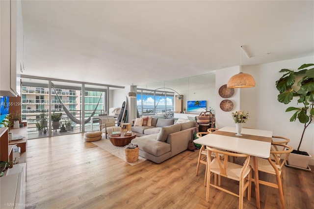 living room featuring hardwood / wood-style floors and expansive windows