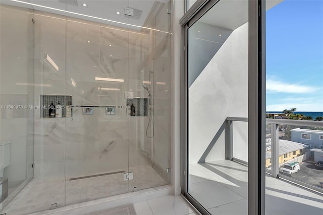 bathroom featuring walk in shower