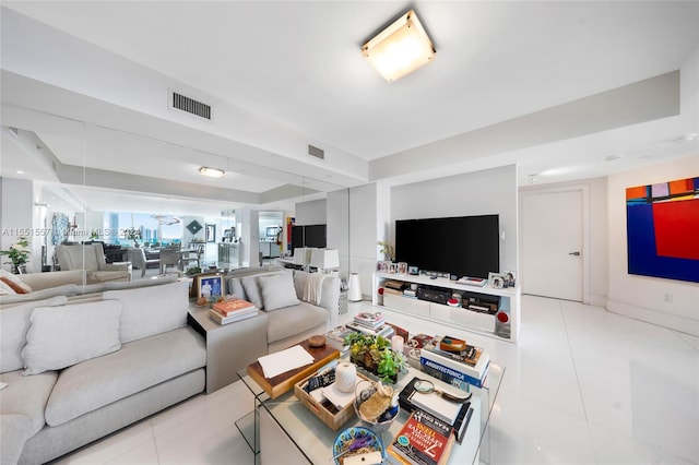 view of tiled living room