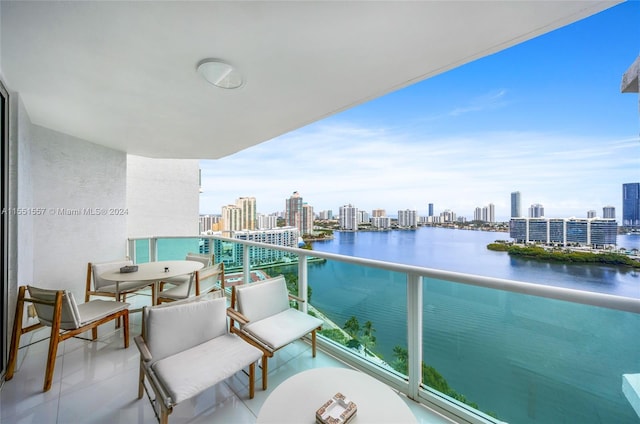 balcony with a water view