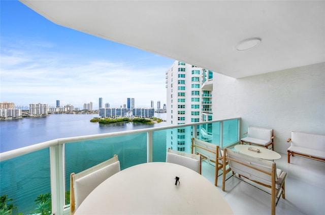 balcony with a water view