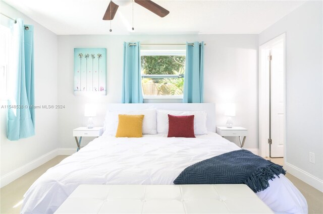 bedroom featuring ceiling fan