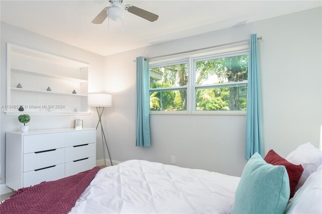 bedroom featuring ceiling fan