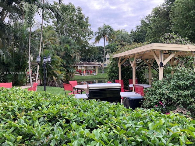 exterior space featuring a gazebo