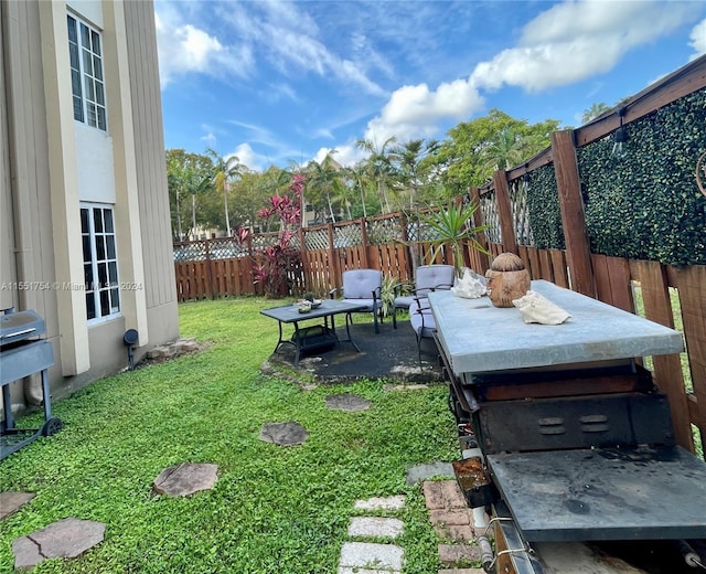 view of yard featuring a fenced backyard