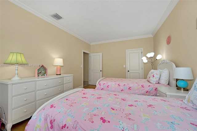 bedroom with ornamental molding