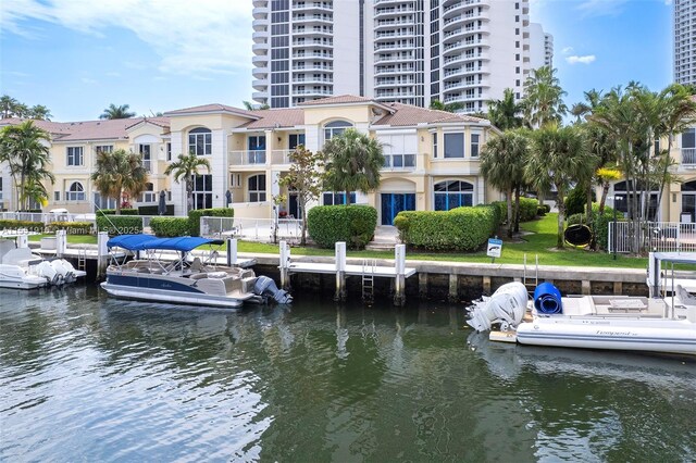 dock area featuring a water view