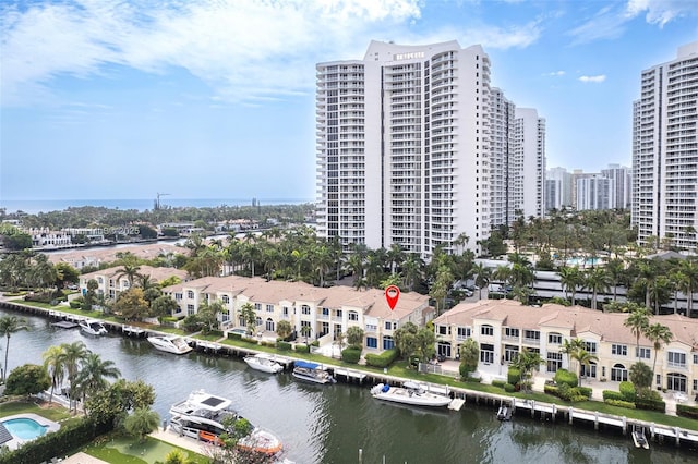 bird's eye view featuring a water view