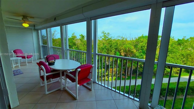 sunroom featuring plenty of natural light and ceiling fan