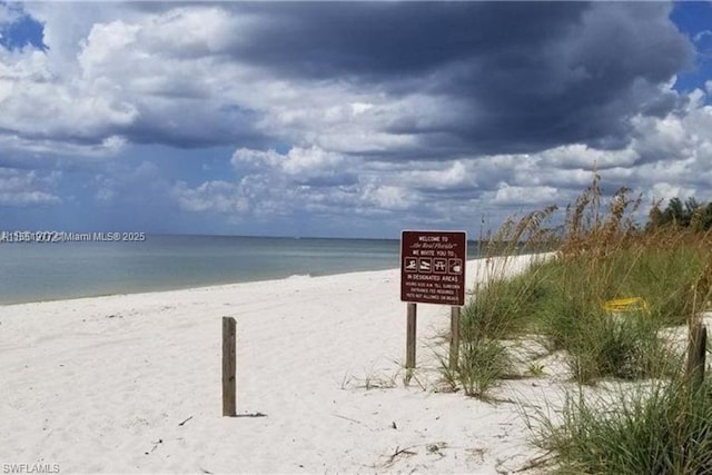 view of water feature featuring a beach view