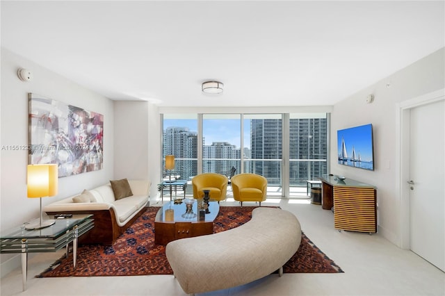 living room with light colored carpet