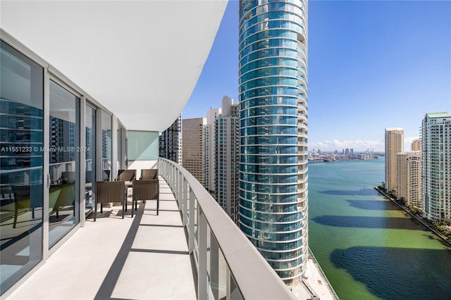 balcony with a water view