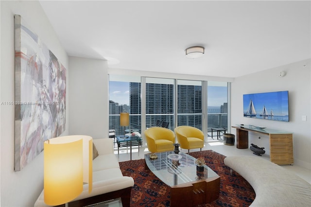 living room featuring expansive windows