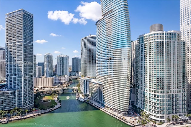 property's view of city with a water view