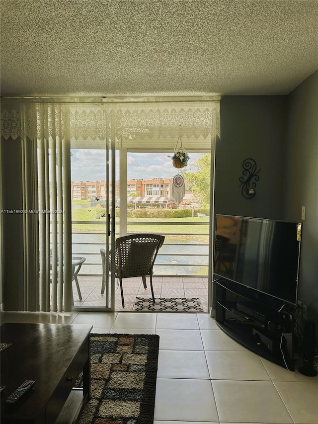 interior space featuring a textured ceiling